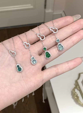 双环葫芦项链高级感轻奢小众锁骨链配饰女秋冬毛衣链大气高档百搭
