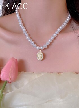 liznk猫眼石珍珠女项链小众时尚