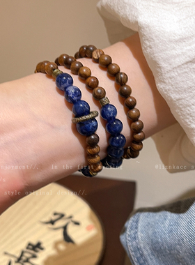 【一檀金月】新中式复古檀木串珠项链民族风文艺百搭小众时尚手串