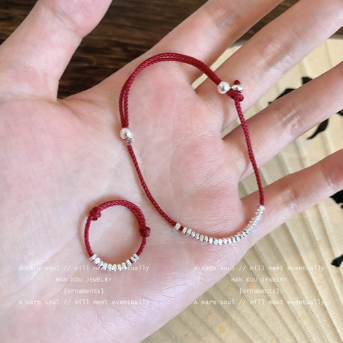 小众设计感碎银子红绳脚链女简约百搭脚环不掉色轻奢高级精致脚饰 - 图0