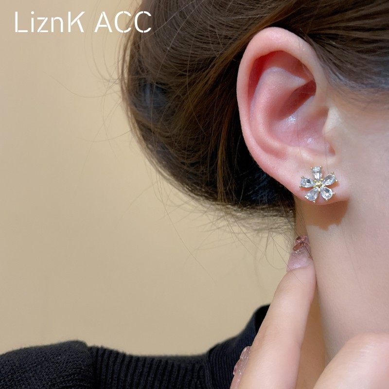 独特设计感花朵锆石耳钉女小巧网红高级感耳环2023新款潮 - 图2