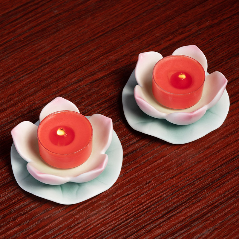 陶瓷莲花烛台供佛酥油灯座蜡烛供奉家用佛堂佛前佛具用品大全摆件,淘宝优惠券,粉丝福利购,淘宝优惠卷
