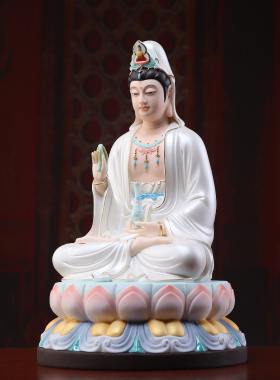高级彩绘观音佛像陶瓷观世音菩萨