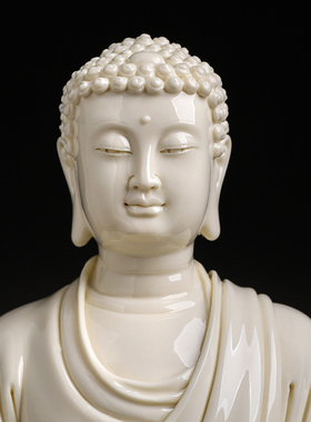 仿古瓷释迦牟尼佛如来像娑婆三圣