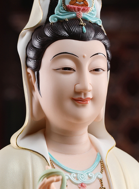 珍珠彩黄衣南海观音菩萨佛像