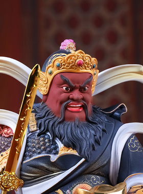 高端彩赵公明骑虎像武财神招财