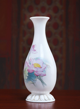 陶瓷莲花净瓶供佛花瓶观音玉净瓶