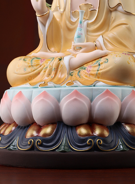 高级彩绘观音菩萨像陶瓷观世音