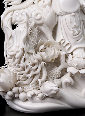 陶瓷降龙观音菩萨大师徐才提摆件