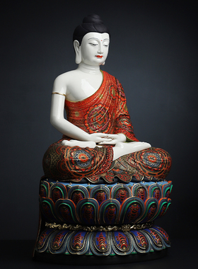 戴玉堂陶瓷华严三圣古法极彩佛像