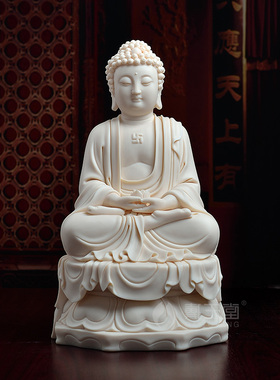 戴玉堂古莲西方三圣神像德化白瓷