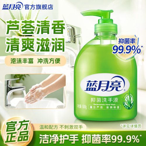 蓝月亮抑菌洗手液抑菌芦荟滋润500g瓶补充装家用官方旗舰店正品 - 图0