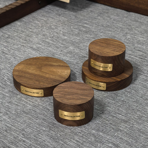 胡桃木手办模型摆件定制武将战士造型小号收藏玩具木质圆形底座 - 图0