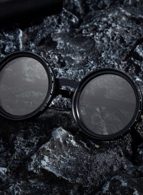 nd9档手动变焦可调节减光眼镜圆框防晒墨镜男感偏光太阳镜男