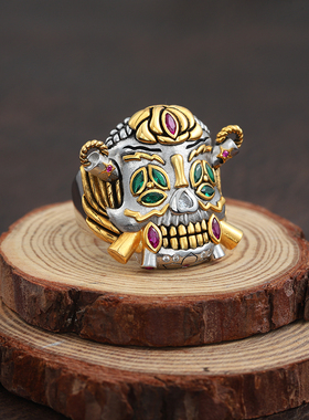 敢死队4史泰龙幸运戒925银骷髅头