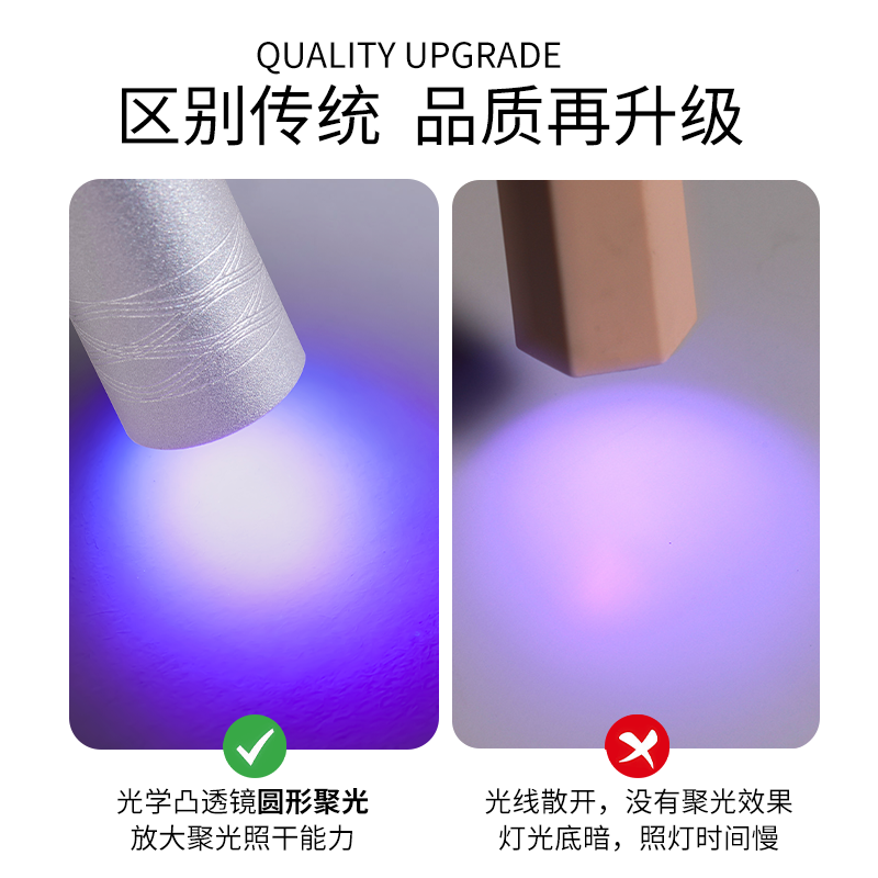 宝诗曼新款金属一字灯指甲聚光款美甲光疗灯，手持便携蓄电迷你烤灯-第4张图片-提都小院