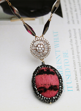 韩国进口饰品淑女风水晶毛衣链