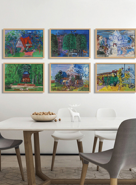 法国拉乌尔杜菲风景油画餐厅装饰画艺术微喷油画布装饰画画芯横版