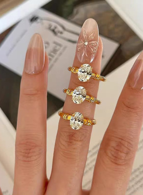 s925纯银超闪鸽子蛋线条绳结戒指女中古风轻奢高级感重工精致