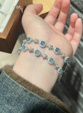 清冷千金！海蓝宝手链2025新款气质高级感精致手饰女