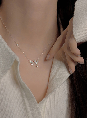 帝丰s999足银蝴蝶项链女2024年新款蝶梦锁骨链仙女气质送闺蜜