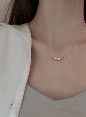 S925纯银镀14K金打结项链女 小众设计感简约个性锁骨项链