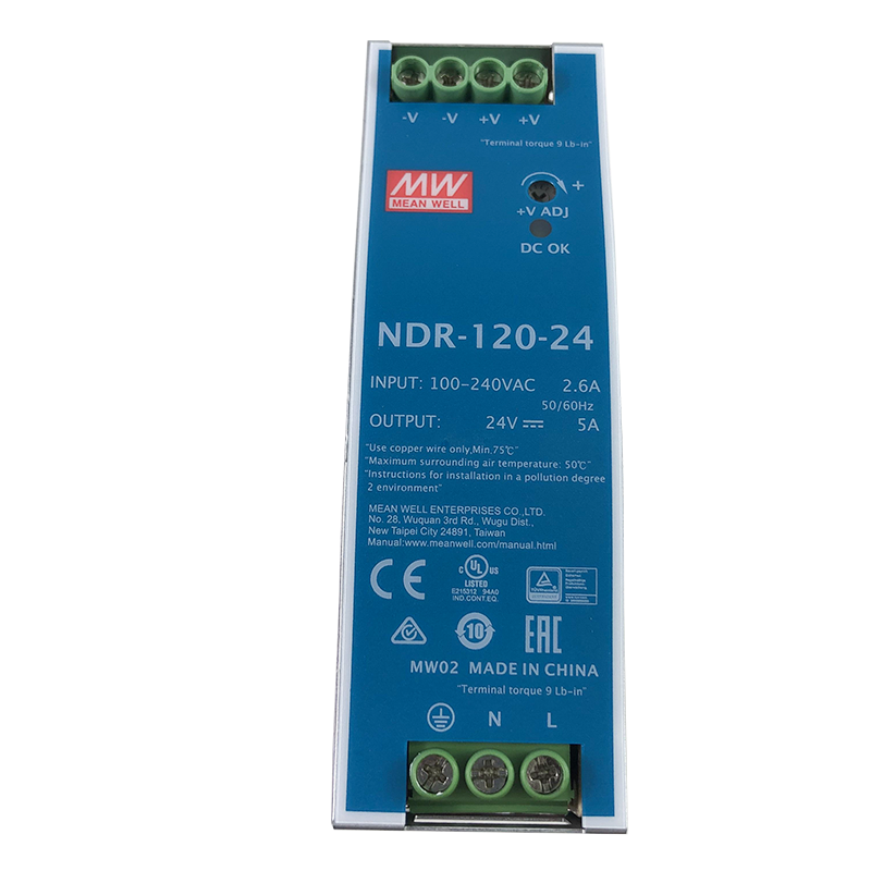 NDR-120-24台湾明纬120W直流稳压PLC导轨式薄金属壳开关电源24V5A - 图3