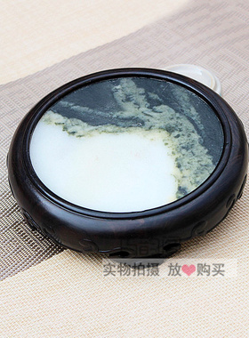紫光檀实木圆形底座文玩壶盆景