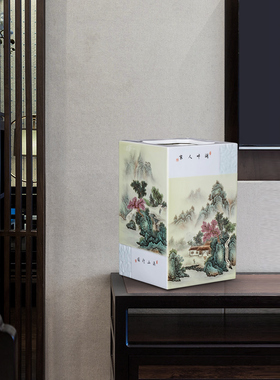 粉彩中式风客厅玄关装饰画陶瓷器