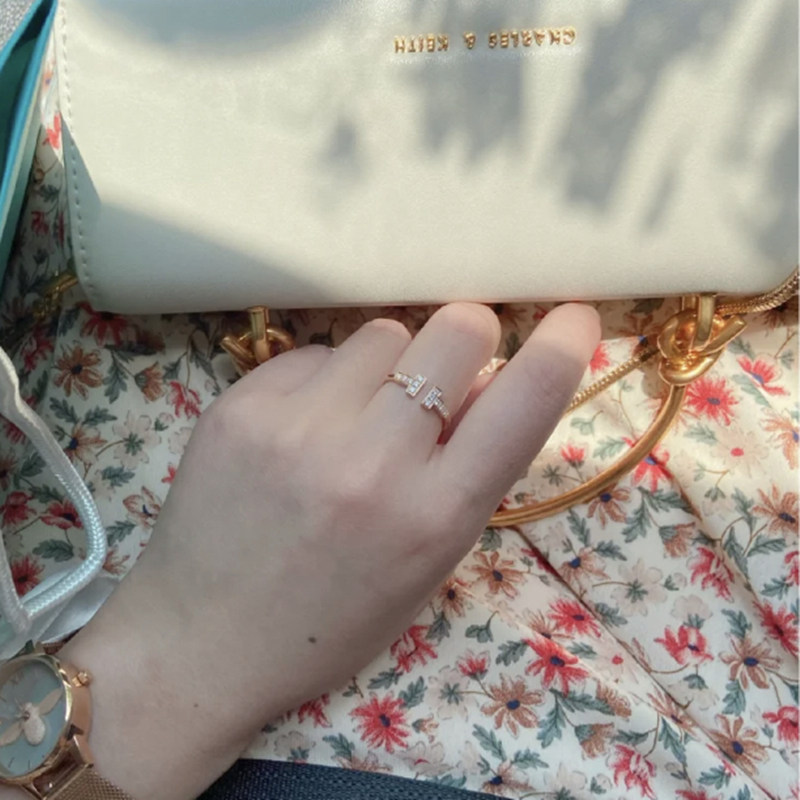 双t s925纯银白贝母锆石开口对戒 石仙珠宝戒指/指环