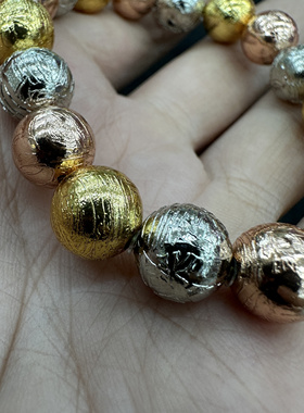 阿勒泰铁陨石多彩手串玫瑰金银金色保真天然天外来客天铁散珠