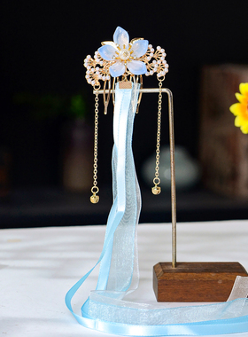 汉服后压头饰发梳女童超仙花朵
