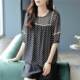 Women's fashionable round neck lace spliced chiffon shirt