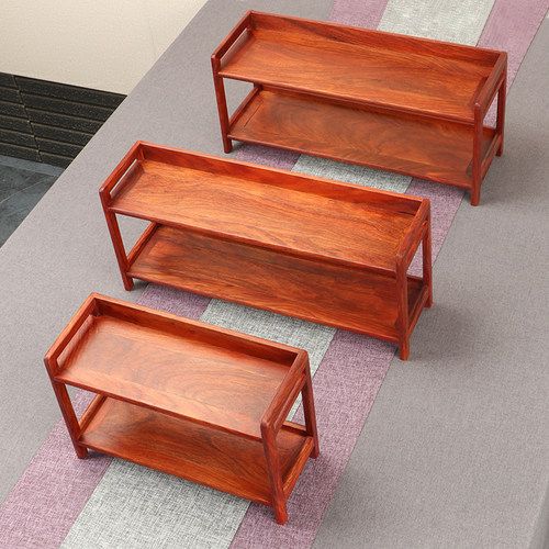 茶壶摆放架桌面博古架小型实木置物架展示架花梨木茶具茶杯收纳架 - 图2