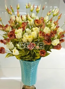 高端外贸出口油画色秋色仿真花绢花丝花欧美田园乡村仿干5头桔梗