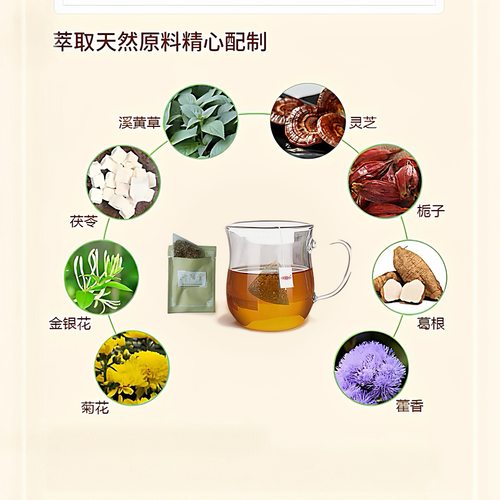官方正品济阳堂灵芝溪黄草袋泡茶48包草本凉茶熬夜应酬益养生肝茶 - 图0