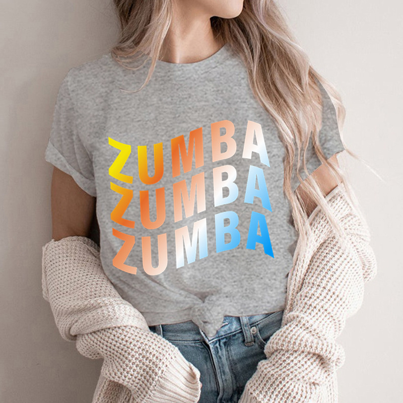 Zumba Letter Printed TShirt Setwear Funny Tshirt women-图1