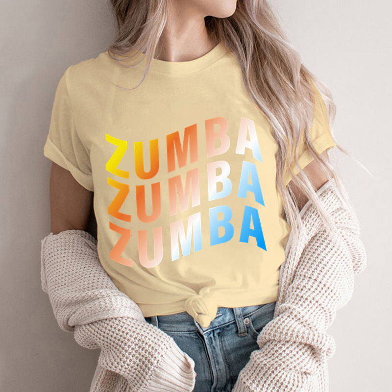 Zumba Letter Printed TShirt Setwear Funny Tshirt women-图2