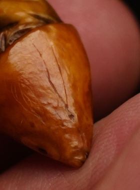 明代果冻料高级白材质小老虎全玉化卡子非顶珠腰珠配饰天珠菩提
