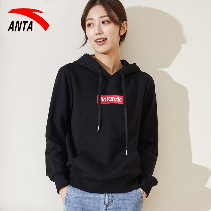 安踏卫衣女连帽外套2025新款秋冬女装官方旗舰正品秋冬加绒运动服 - 图0