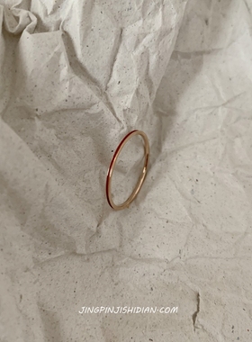晶品小巧红色极细细款女百搭戒指