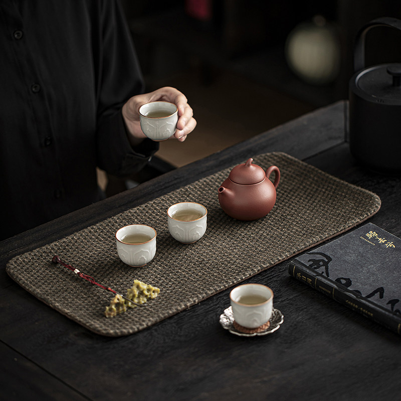 提花棉麻中式禅意茶席布艺茶桌垫防水中式茶台桌旗干泡茶道垫,淘宝优惠券,粉丝福利购,淘宝优惠卷