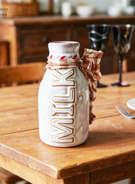 复古做旧MILK浮雕陶瓷牛奶瓶