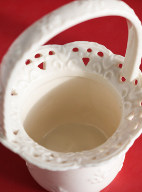 w1962出口欧洲奶油色陶瓷摆件