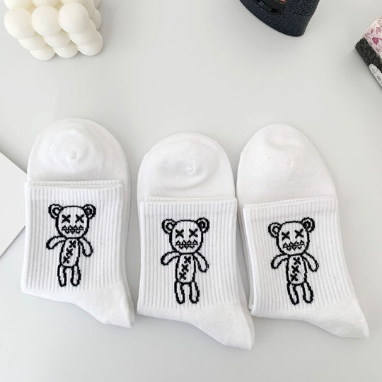Впитывающие пот и дышащие женские носки из чистого хлопка с милым жестоким медведем