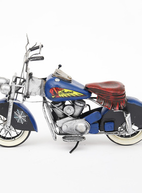 复古摩托车模型摆件铁皮橱窗