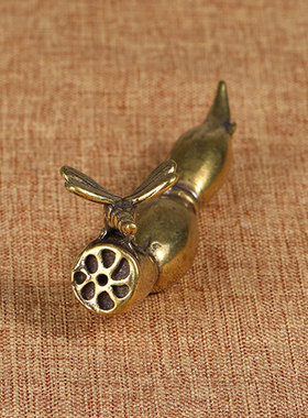 文房四宝纯黄铜蜻蜓莲藕仿古