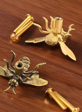纯黄铜复古法手工匠作旧典藏艺术勤劳蜜蜂门把手儿童柜门拉手昆虫
