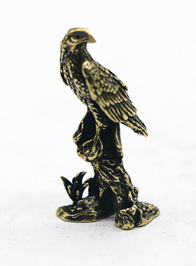 复古典藏国风艺术黄铜摆件古法手工匠作老鹰铜雕吊坠挂饰汽车摆件