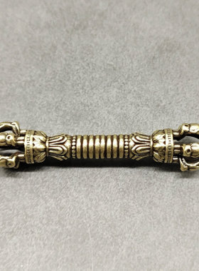 复古典藏国风艺术黄铜摆件古法手工匠作五股降魔杵小物件微雕把件